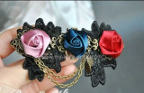Black Lace Flowers Gothic Lolita Hairpin
