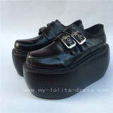 Black Matte Lolita High Platform Shoes with Buckles