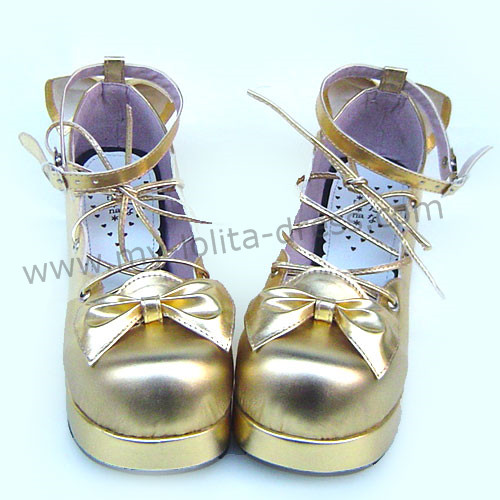 gold bow shoes