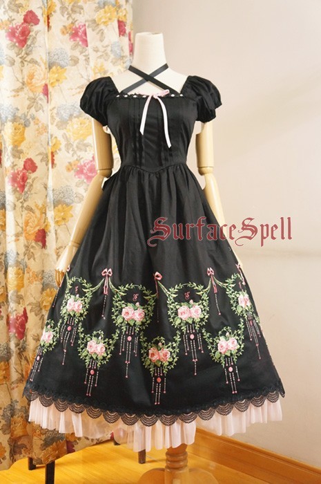 Surface Spell Dancing Roses Embroidery OP Dress