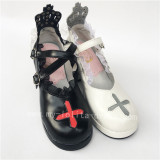 Unique Cross & Straps Lolita Square Heels Shoes