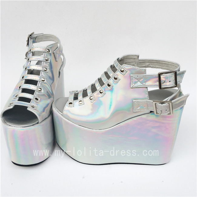silver platform shoes