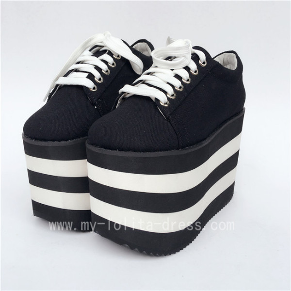 black canvas platform shoes