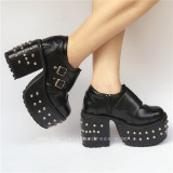 Elegant Black Square Heels Shoes