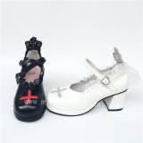 Unique Cross & Straps Lolita Square Heels Shoes