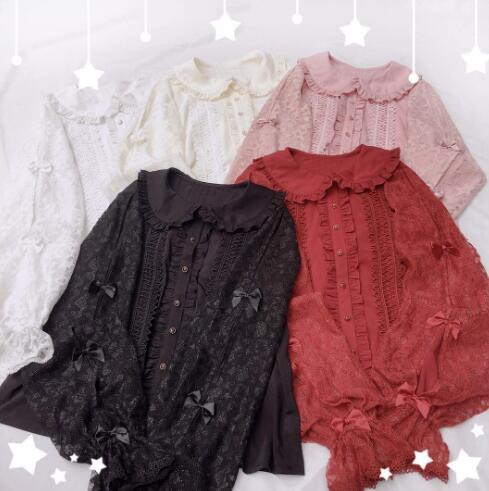 Little Dipper Sleeping Stars Sweet Double-layer Sleeves Lolita Blouse - In Stock