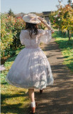 Monet Oil Painting~Dairywear Version Lolita Dailywear JSK/Overskirt -Ready Made Pink JSK Size L - In Stock