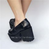Black Matte Square Heels Lolita Shoes