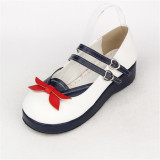 Angelic Imprint- Sweet Sailor Style Double Belts Bow Lolita Shoes