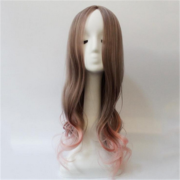 Gray Pink Wavy Cosplay Wig for Lady