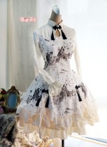 Strawberry Witch Chinese Dragon and Landscape Printed Qi Lolita OP Dress