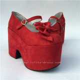 Sweet Red Matte Lolita High Heels Shoes with Bows