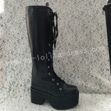 Gothic Matte Black Lolita Heels High Platform Boots