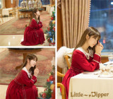 Little Dipper  ~Cat + Moon + Stars~ Embroidery Lolita Long Sleeves OP Dress - In Stock