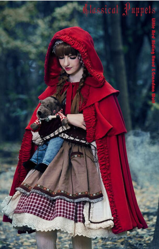 Little Red Riding Hood Grandma Wolf Lolita Fullset Long Sleeves Op Dress Scarf Apron Cape Headbow 341 99