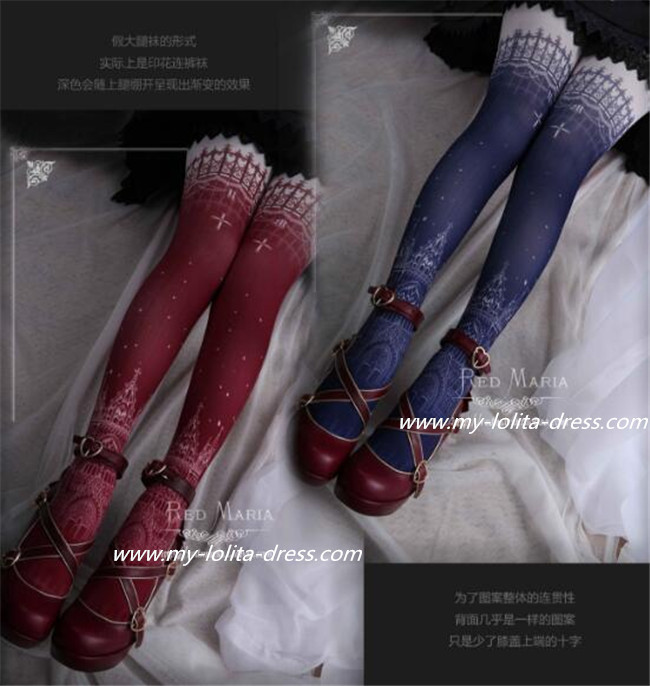 Gothic Double-sides Printed Lolita Tights