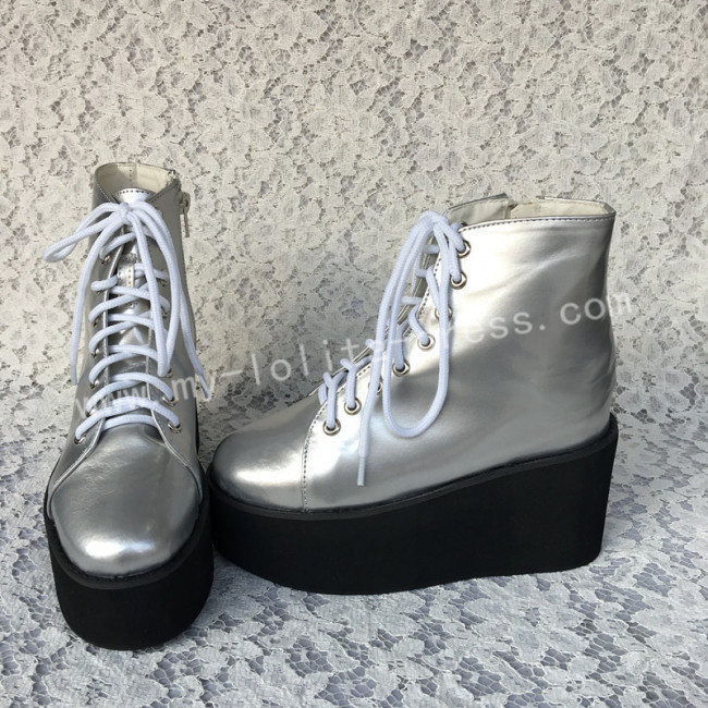 platform boots silver