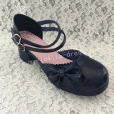 White Pink Bow Princess Lolita Shoes