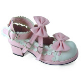 White Pink Bows Lolita Shoes