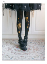 Gold-Stamping Bouquet~120D Printed Lolita tights
