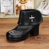Angelic Imprint- Gothic Square Heels Lolita Short Boots