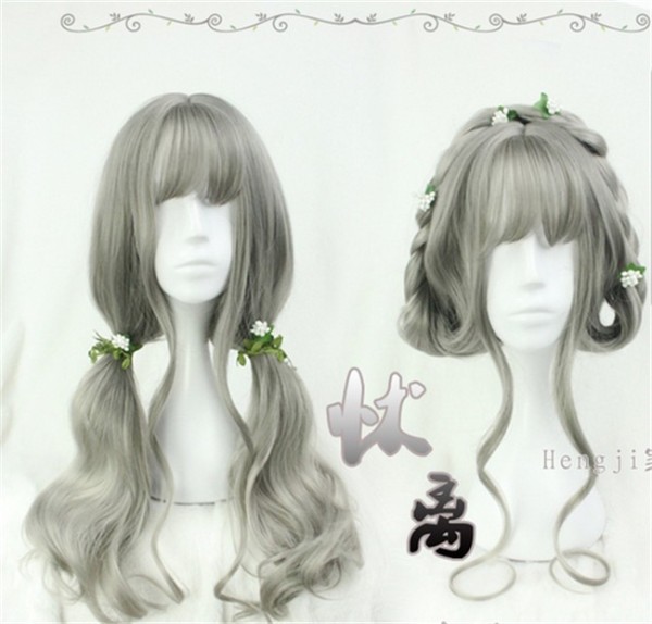 Vintage Gray Long Curls Lolita Wig