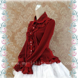 Rococo Style Lace Lolita Shirt Silk and Linen Khaki -In Stock