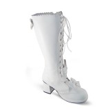 White Bows PU Lolita Boots