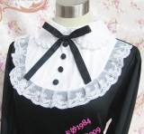 Long Sleeves Bow Cotton Dark Blue S - IN STOCK