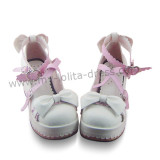 White Lolita Shoes Pink Trim