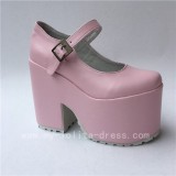 Girls Matte White Lolita High Platform Classic Shoes