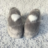 Sweet Grey White Furs Lolita High Platform