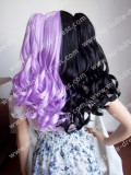 2 Colors Black Purple Curly Wig