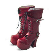 Wine Red High Platform Lolita Boots