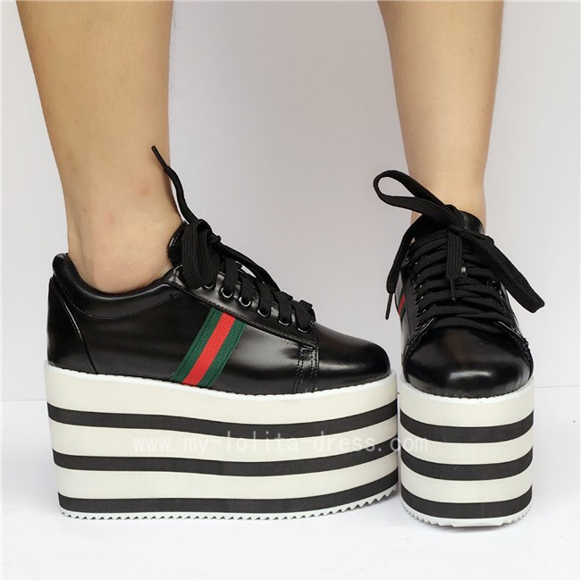 black white platform shoes