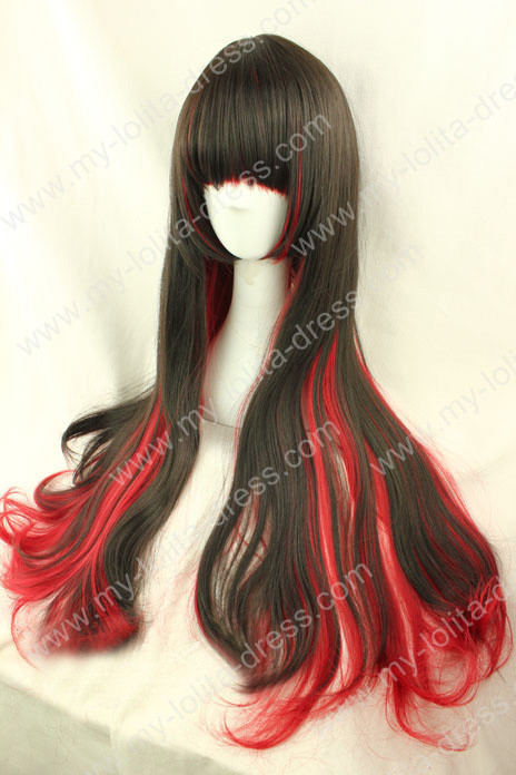 Gothic Harajuku Style Black Red 80cm Lolita Wig
