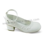 White Floral PU Lolita Shoes