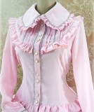 Long Sleeves Ruffles Silk Linen Lolita Shirt