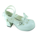 White Glitter Bow Lolita Shoes