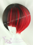 35cm Black Red Face Framing Lolita Wig