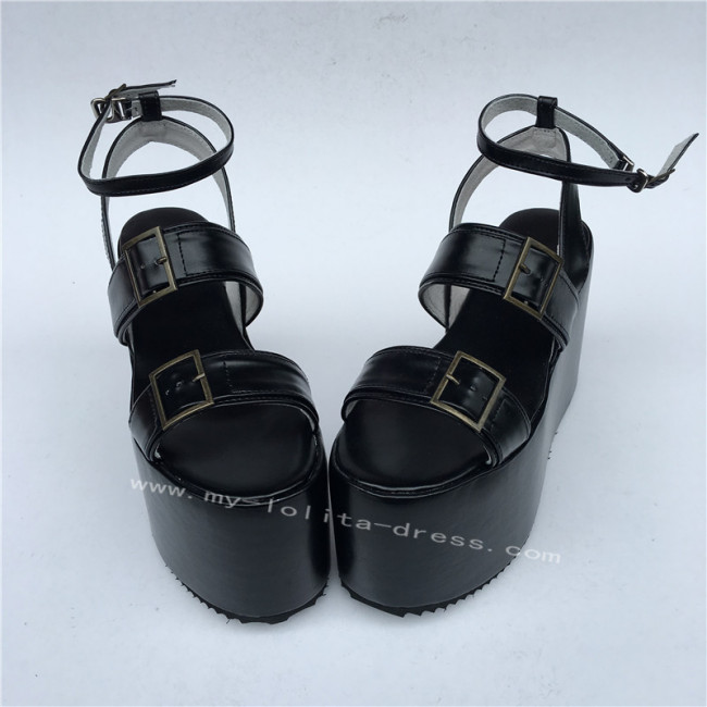 black high platform sandals