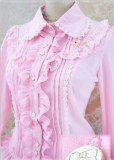 Rococo Style Lace Lolita Shirt Silk and Linen Khaki -In Stock