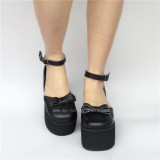 Matte Black Elegant Bow Lolita Girls Shoes