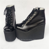 Gothic Matte Black Lolita Short Boots