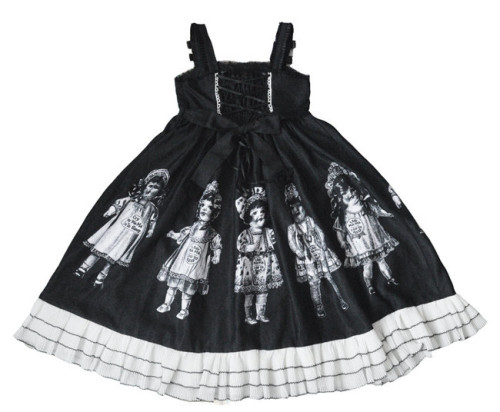 Antique Paper Doll Black Pink Lolita Jsk Dress 78 99