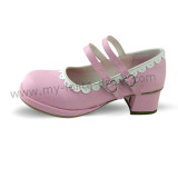 Pink Lolita Shoes White Trim
