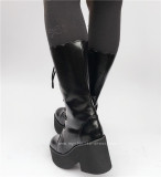 Lace-up Black Matte Lolita Boots