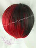 35cm Black Red Face Framing Lolita Wig