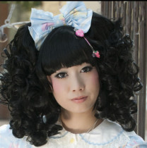 Girl's Dancing Party Short Curls Lolita Wig with Two Ponytails