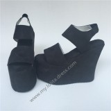 High Platform Black Velvet Lolita Shoes